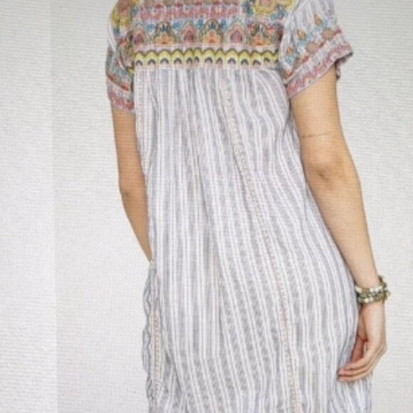 JOHNNY WAS Workshop Tamia Peasant Tunic Dress in Stripes Medium🆕⌚📦🏃💨🚚 - Picture 4 of 13